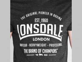 Lonsdale tmavošedé pánske tričko s tlačeným logom materiál 60%bavlna 40%polyester  posledné kusy veľkosti XS,  S